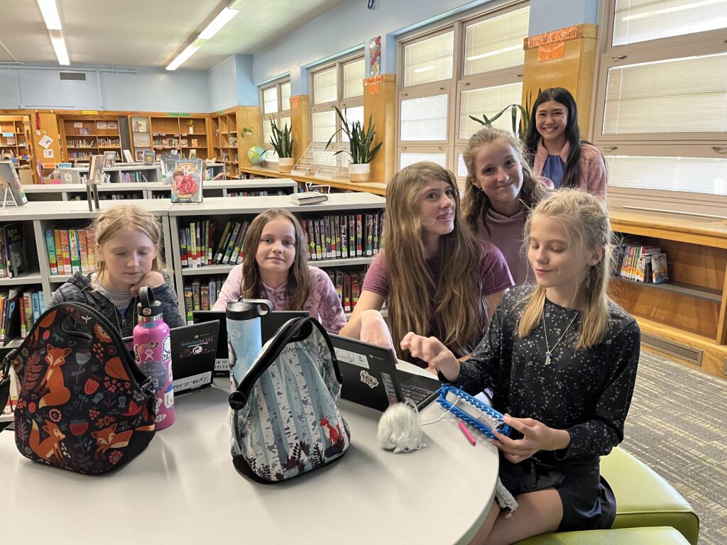 Students in library