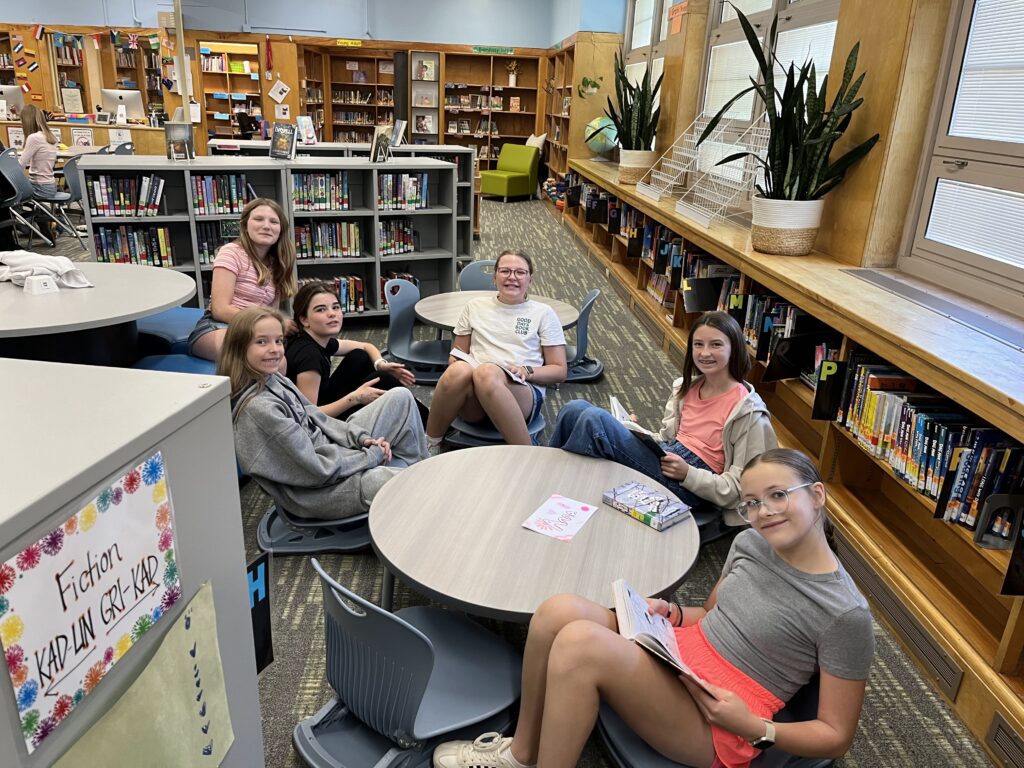 Students in library