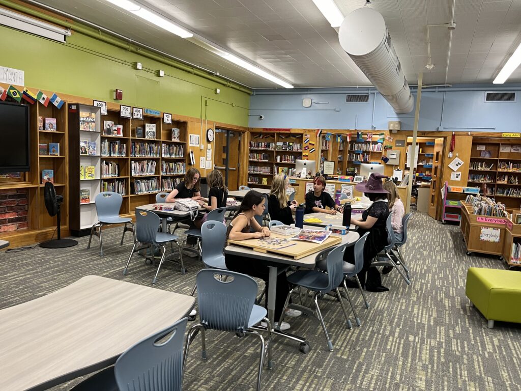 Students in library