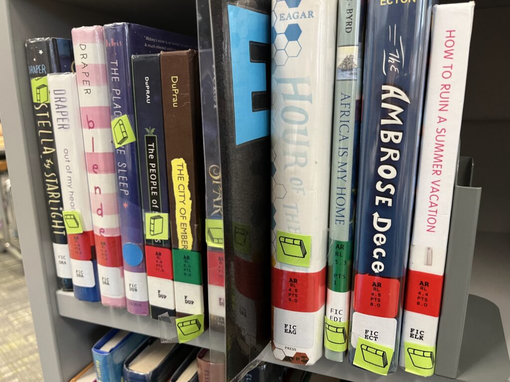 Library books on shelf