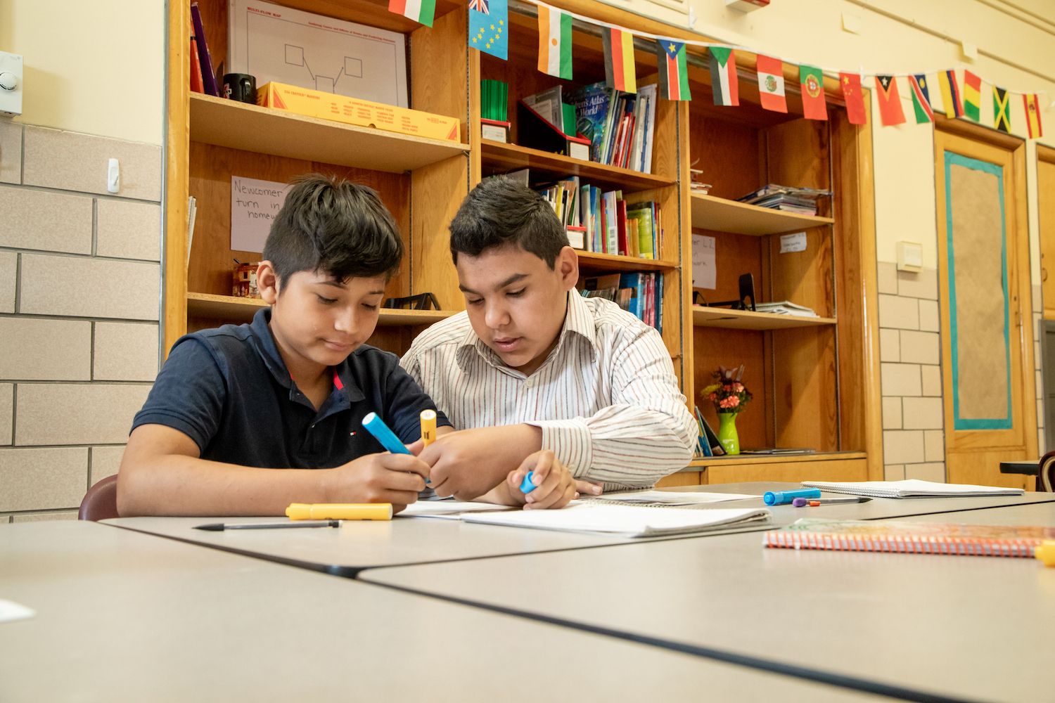 Students working together at a table